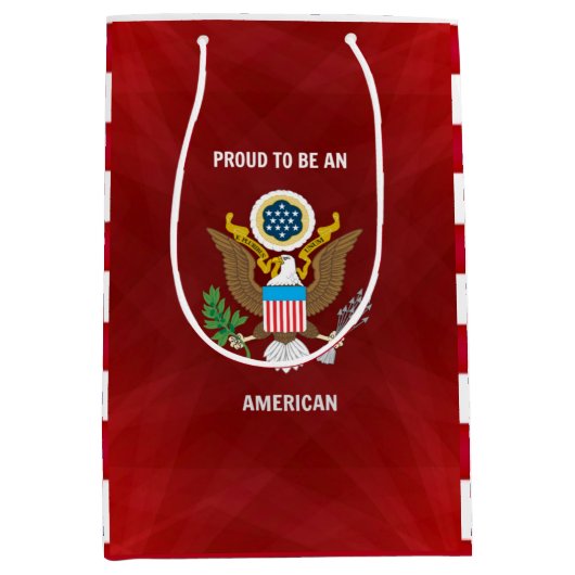 「アメリカ誇りを持った人になるために」赤、白、青 ミディアムペーパーバッグ (正面)