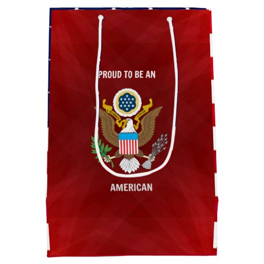 「アメリカ誇りを持った人になるために」赤、白、青 ミディアムペーパーバッグ (裏面)