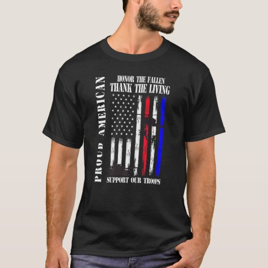 アメリカ誇りを持った名誉ザ落ちたサンキュー退役軍人 Tシャツ (正面)