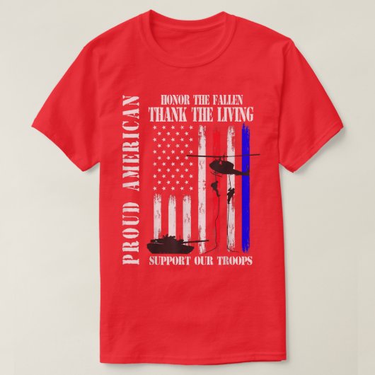 アメリカ誇りを持った名誉ザ落ちたサンキュー退役軍人 Tシャツ (デザイン正面)