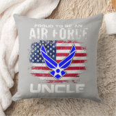 アメリカ誇りを持った国旗を持った空軍の叔父になる クッション (ブランケット)