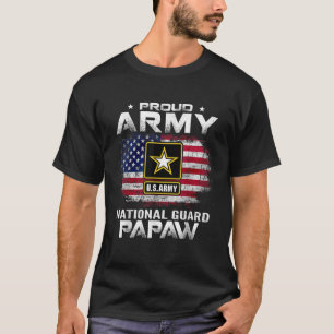 アメリカ誇りを持った国旗を持つ陸軍の国家警備兵パポー Tシャツ
