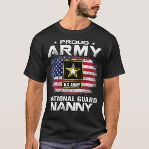 アメリカ誇りを持った国旗を持つ陸軍の国家警備員ナニー Tシャツ