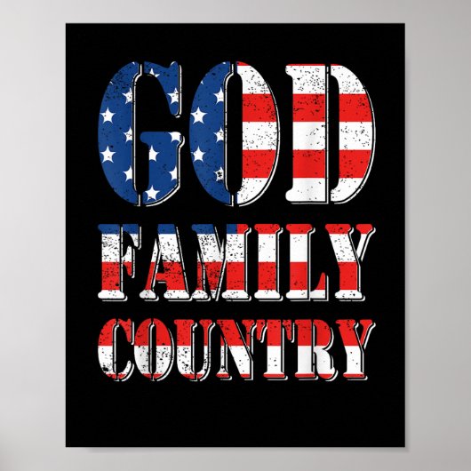 アメリカ誇りを持った国旗God Family Country ポスター (正面)