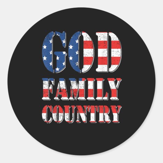 アメリカ誇りを持った国旗God Family Country ラウンドシール (正面)