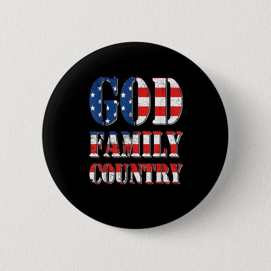 アメリカ誇りを持った国旗God Family Country 缶バッジ (正面)