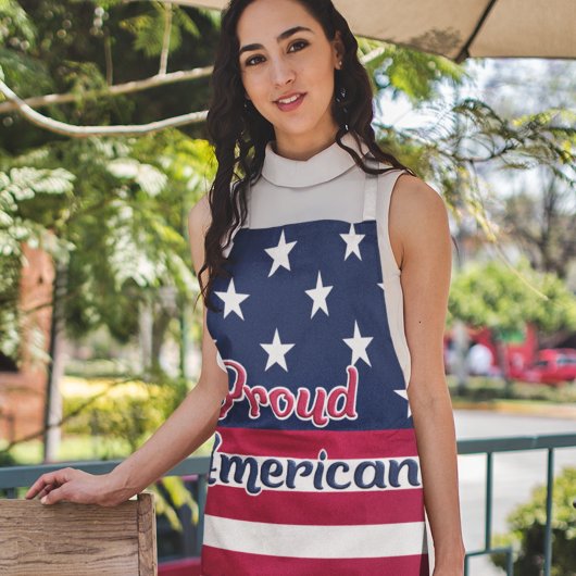 アメリカ誇りを持った愛国的なアメリカ国旗の赤白青 エプロン