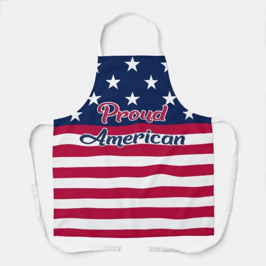 アメリカ誇りを持った愛国的なアメリカ国旗の赤白青 エプロン (正面)