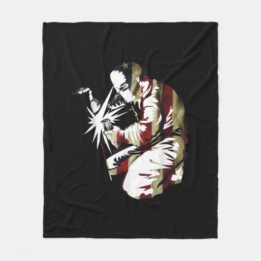 アメリカ誇りを持った愛国的ウェルダーGIft フリースブランケット (正面)