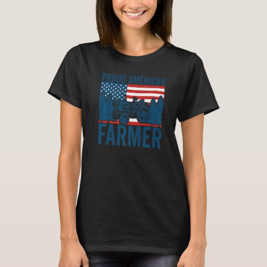 アメリカ誇りを持った農家トラクターUSA国旗Patriotic F Tシャツ (正面)