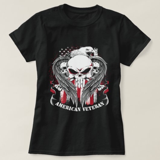 アメリカ誇りを持った退役軍人米国兵士アメリカ国旗Sk Tシャツ (デザイン正面)