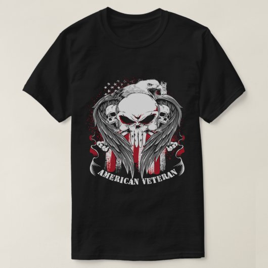 アメリカ誇りを持った退役軍人米国兵士アメリカ国旗Sk Tシャツ (デザイン正面)