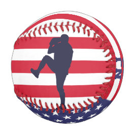 アメリカ誇りを持った野球投手シルエット米国国旗 野球ボール