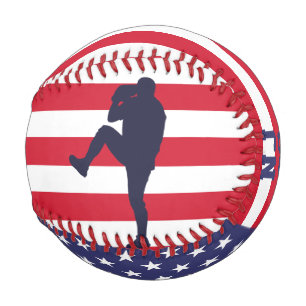 アメリカ誇りを持った野球投手シルエット米国国旗 野球ボール