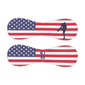 アメリカ誇りを持った野球投手シルエット米国国旗 野球ボール (パネル)