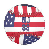 アメリカ誇りを持った野球投手シルエット米国国旗 野球ボール (裏面)