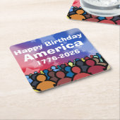 アメリカ誕生日1776-2026 スクエアペーパーコースター (アングル)