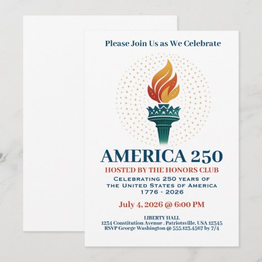 アメリカ誕生日250 招待状 (正面/裏面)