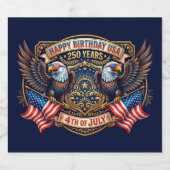 アメリカ誕生250周年 | 愛国的なイーグル スパークリングワインラベル (シングルラベル)