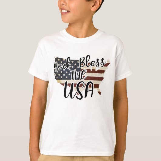 アメリカ語の神の祝福アート愛国的な子供ユニセックス Tシャツ (正面)