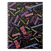 アメリカ語を表す色付きの単語のコレクション ノートブック (正面)