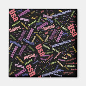 アメリカ語を表す色付きの単語のコレクション マグネット (正面)