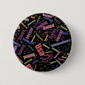 アメリカ語を表す色付きの単語のコレクション 缶バッジ (正面)