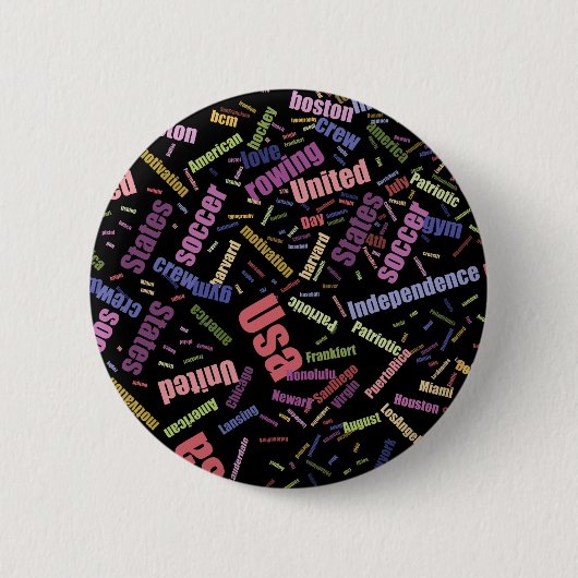 アメリカ語を表す色付きの単語のコレクション 缶バッジ (正面)