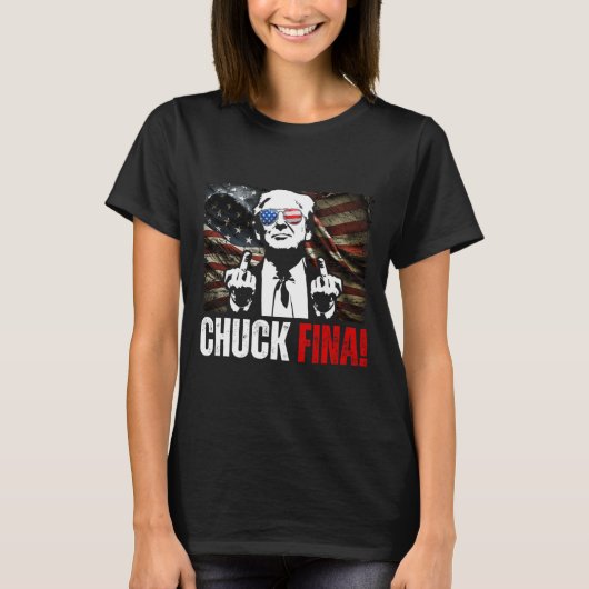 アメリカ買チャックフィナ中国貿易解放日 Tシャツ (正面)