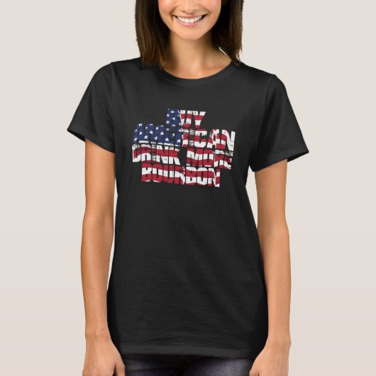 アメリカ買ドリンクもっとバーボンUSAウイスキー Tシャツ (正面)