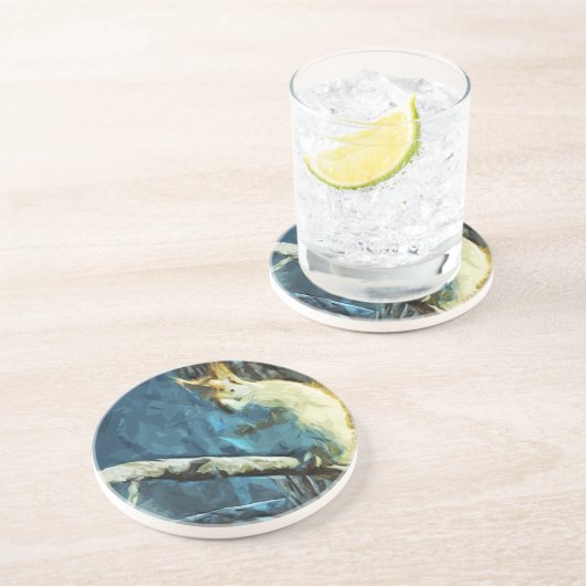 アメリカ赤リス抽象芸術印象派 コースター (側面)