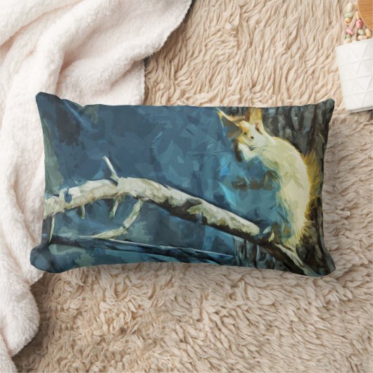 アメリカ赤リス抽象芸術印象派 ランバークッション (ブランケット)