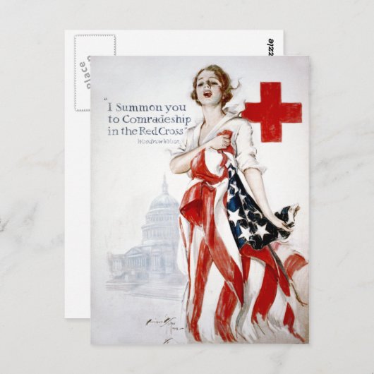 アメリカ赤十字ヴィンテージ第一次世界大戦のポスター ポストカード (正面/裏面)