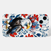 アメリカ赤白と青のフローラとハゲのワシ Case-Mate iPhoneケース (裏面 (横))