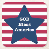 アメリカ赤白と青を祝福する神 スクエアペーパーコースター (正面)