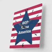 アメリカ赤白と青を祝福する神 スクエア壁時計 (傾斜)