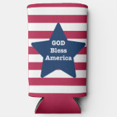 アメリカ赤白と青を祝福する神 スリム缶クーラー (正面)