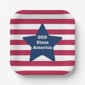 アメリカ赤白と青を祝福する神 ペーパープレート (正面)
