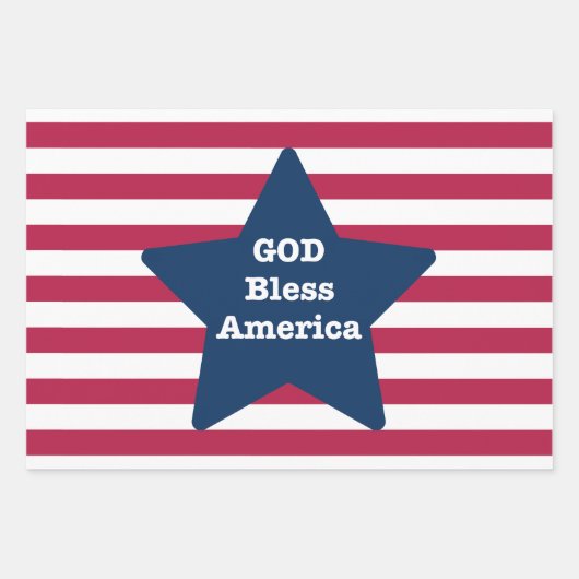 アメリカ赤白と青を祝福する神 ラッピングペーパーシート (正面3)