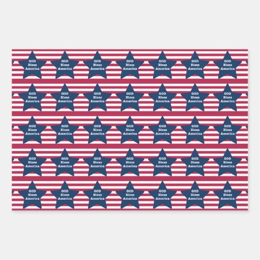 アメリカ赤白と青を祝福する神 ラッピングペーパーシート (正面)