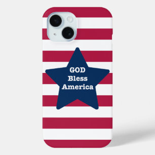 アメリカ赤白と青を祝福する神 iPhone 15ケース