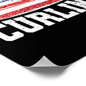 アメリカ赤白青アメリカ国旗のカーリング ポスター (角)