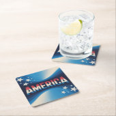 アメリカ赤白青コースターセット スクエアペーパーコースター (インサイチュ)