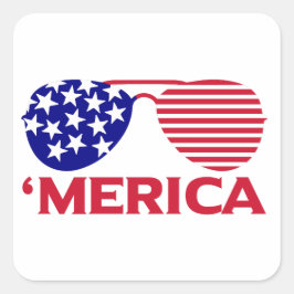 アメリカ赤白青サングラス スクエアシール