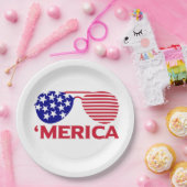 アメリカ赤白青サングラス ペーパープレート (パーティー)