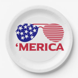 アメリカ赤白青サングラス ペーパープレート