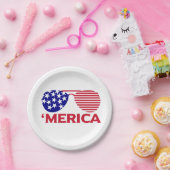 アメリカ赤白青サングラス ペーパープレート (パーティー)