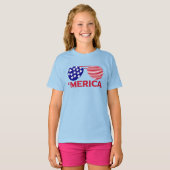 アメリカ赤白青サングラス Tシャツ (正面フル)