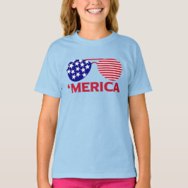 アメリカ赤白青サングラス Tシャツ