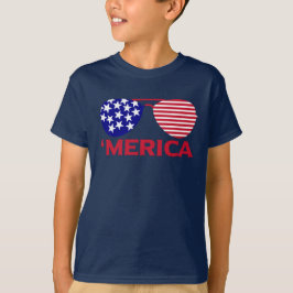 アメリカ赤白青サングラス Tシャツ